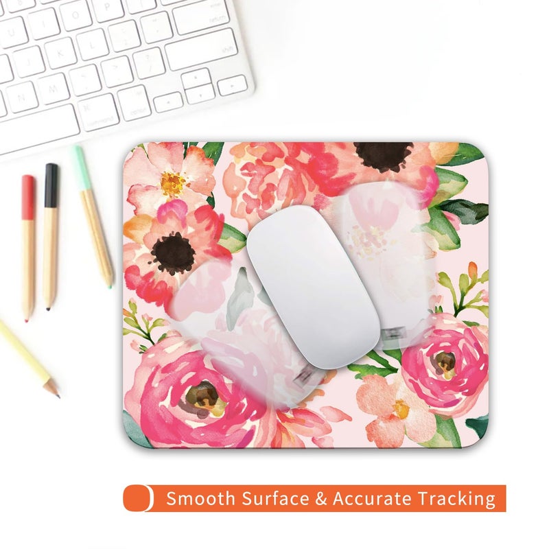 Armanza Square Mouse Pad Pink Watercolor Flower, Personalized Premium-Textured Custom Mouse Mat Design, Washable Mousepad Cloth, Non-Slip Rubber Base Computer Mouse Pads for Wireless Mouse - Image 4